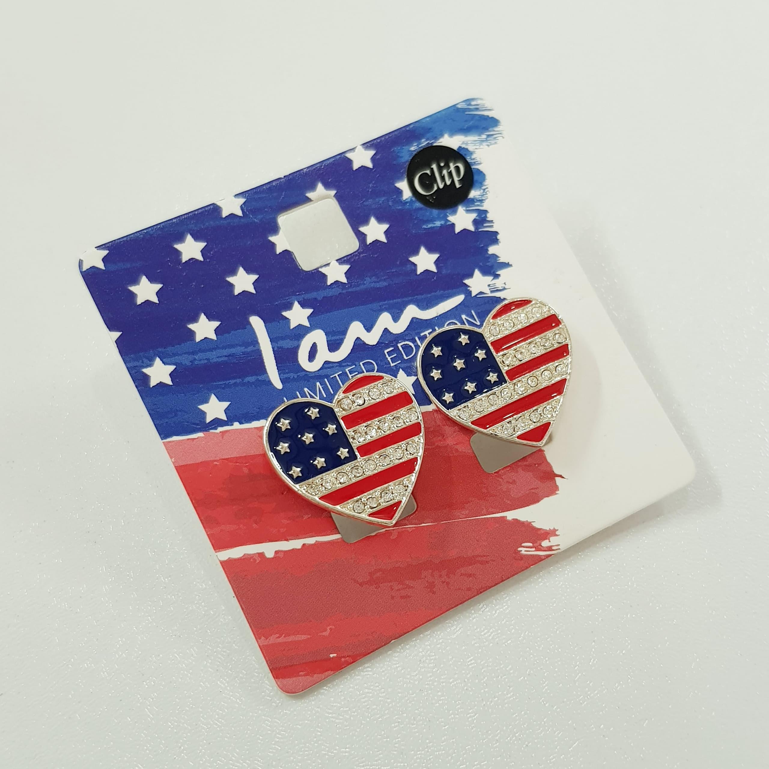 گوشواره کلیپسی قلبی نگین دار برند iam