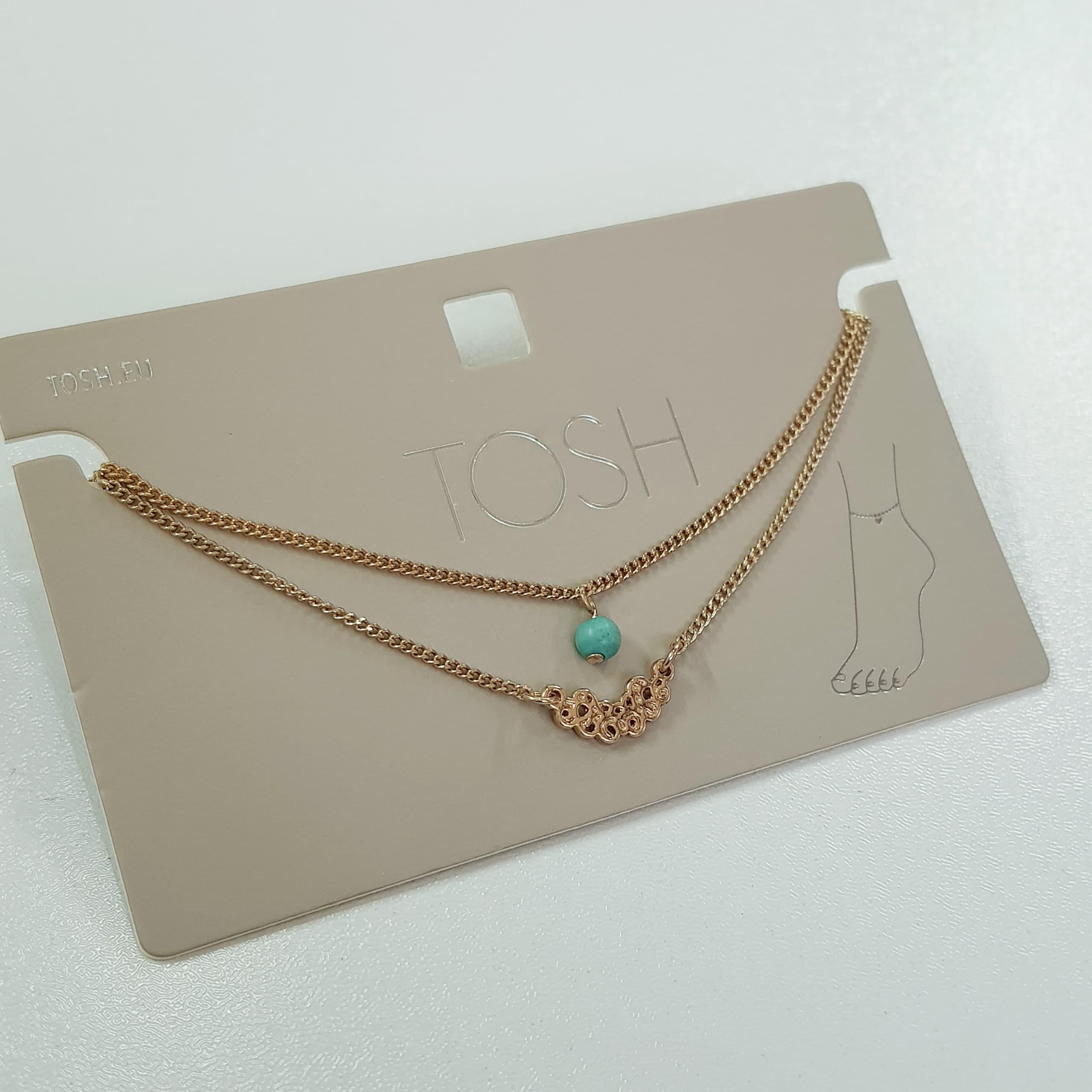 پابند دو ردیفه طلایی آویزدار برند TOSH
