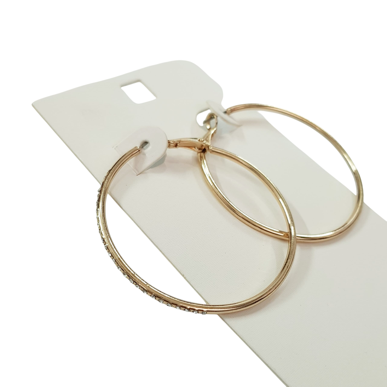 گوشواره حلقه ای طلایی با نگین های اتمی برند iam