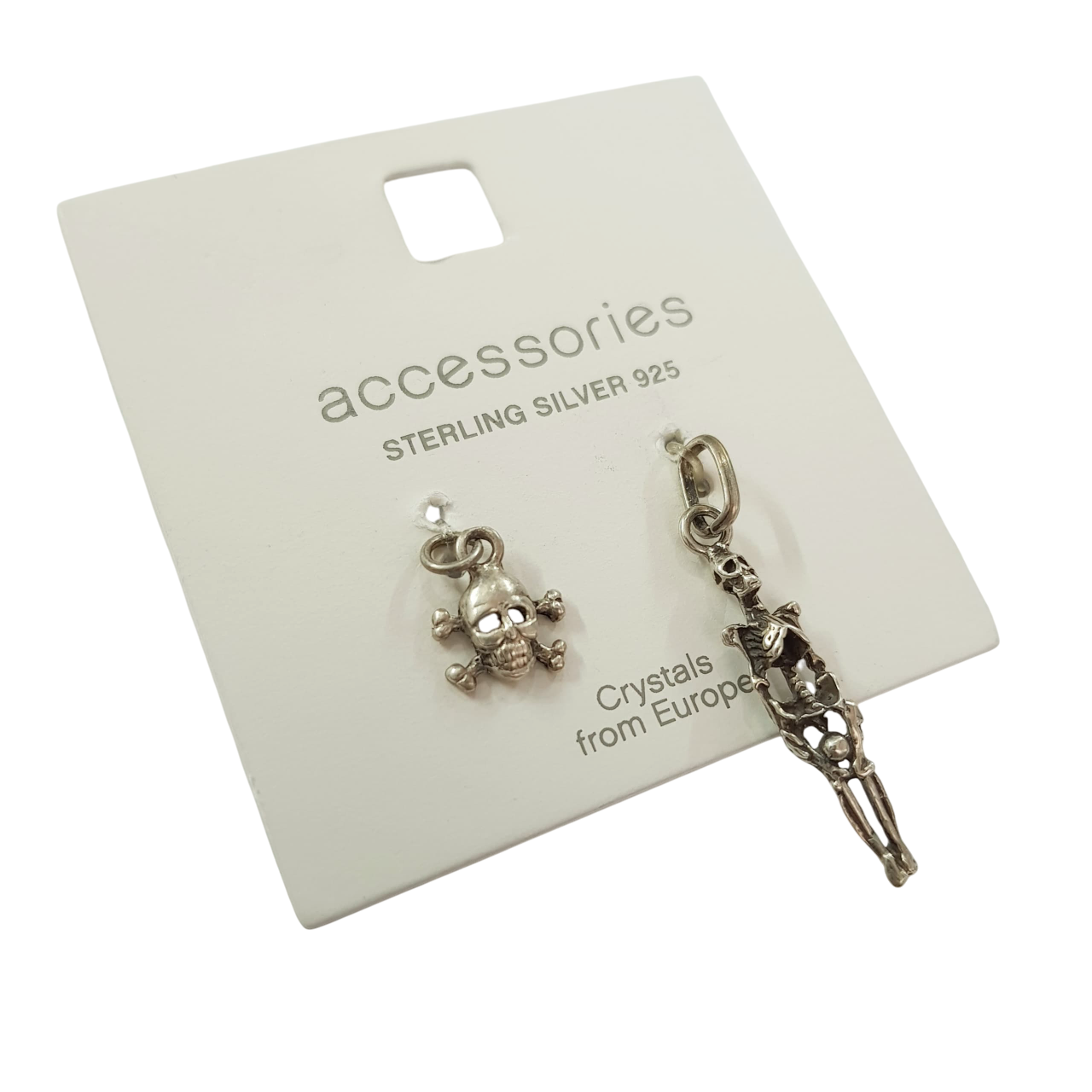 پک دو عددی آویز گردنبند طرح اسکلت برند Accessories جنس نقره عیار ۹۲۵ کد ۰۱۰۹۲