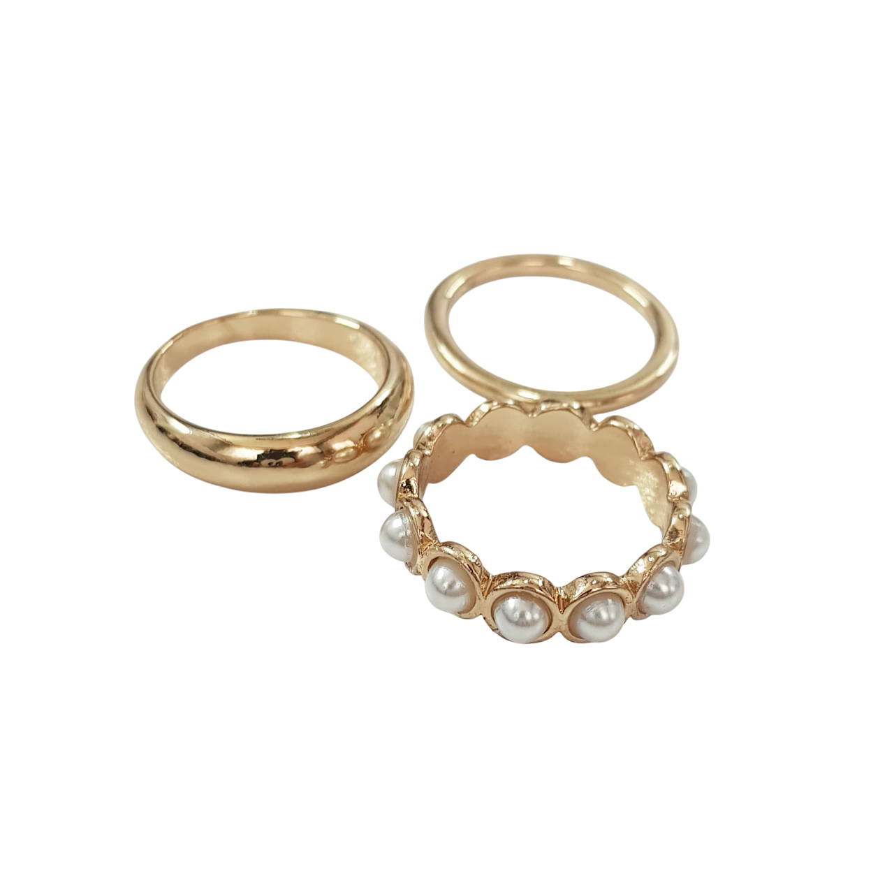 پک سه عددی حلقه طلایی و انگشتر مرواریدی برند Accessories کد ۰۲۰۹۳