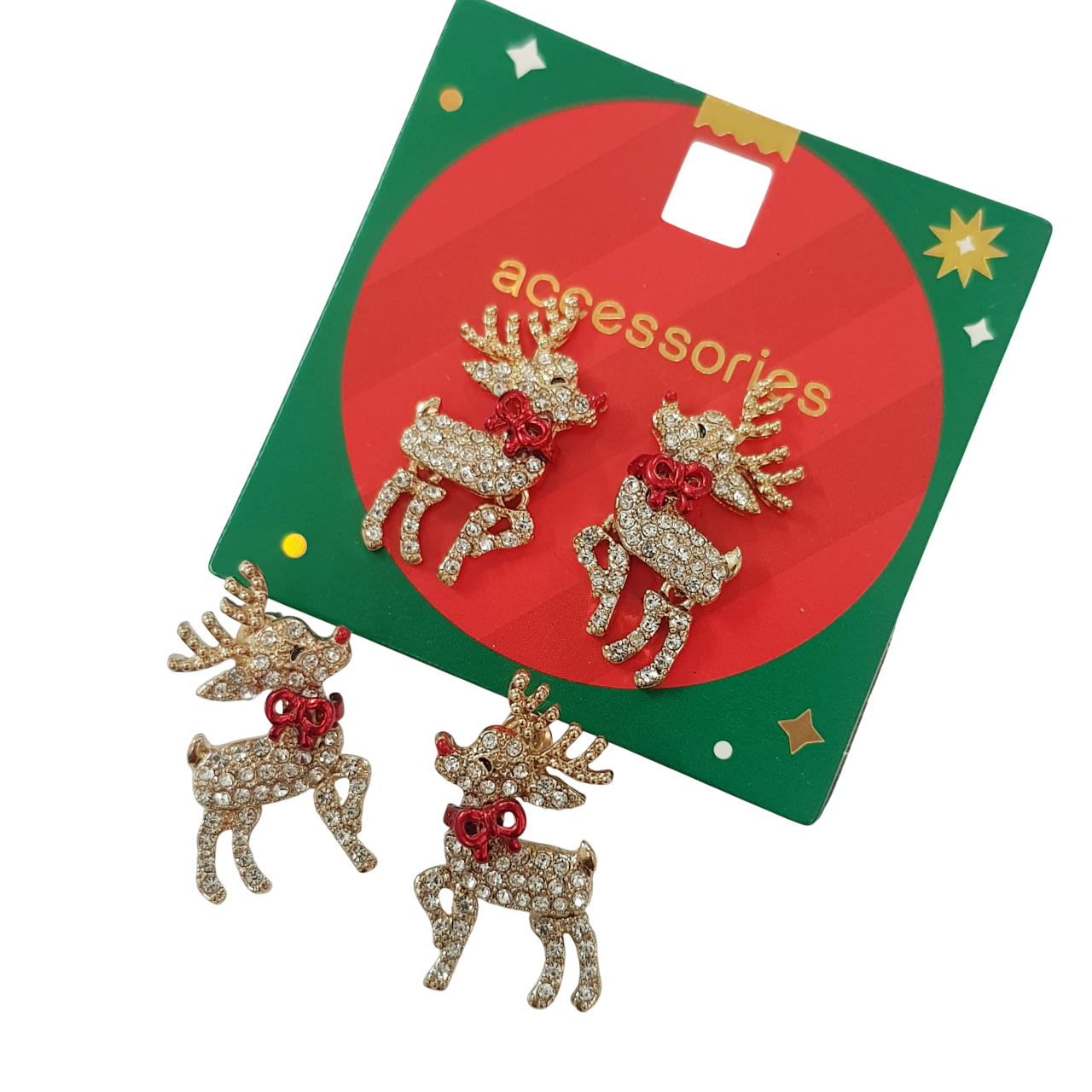 گوشواره طلایی گوزن نگین دار متحرک برند iam کد ۰۵۰۹۱