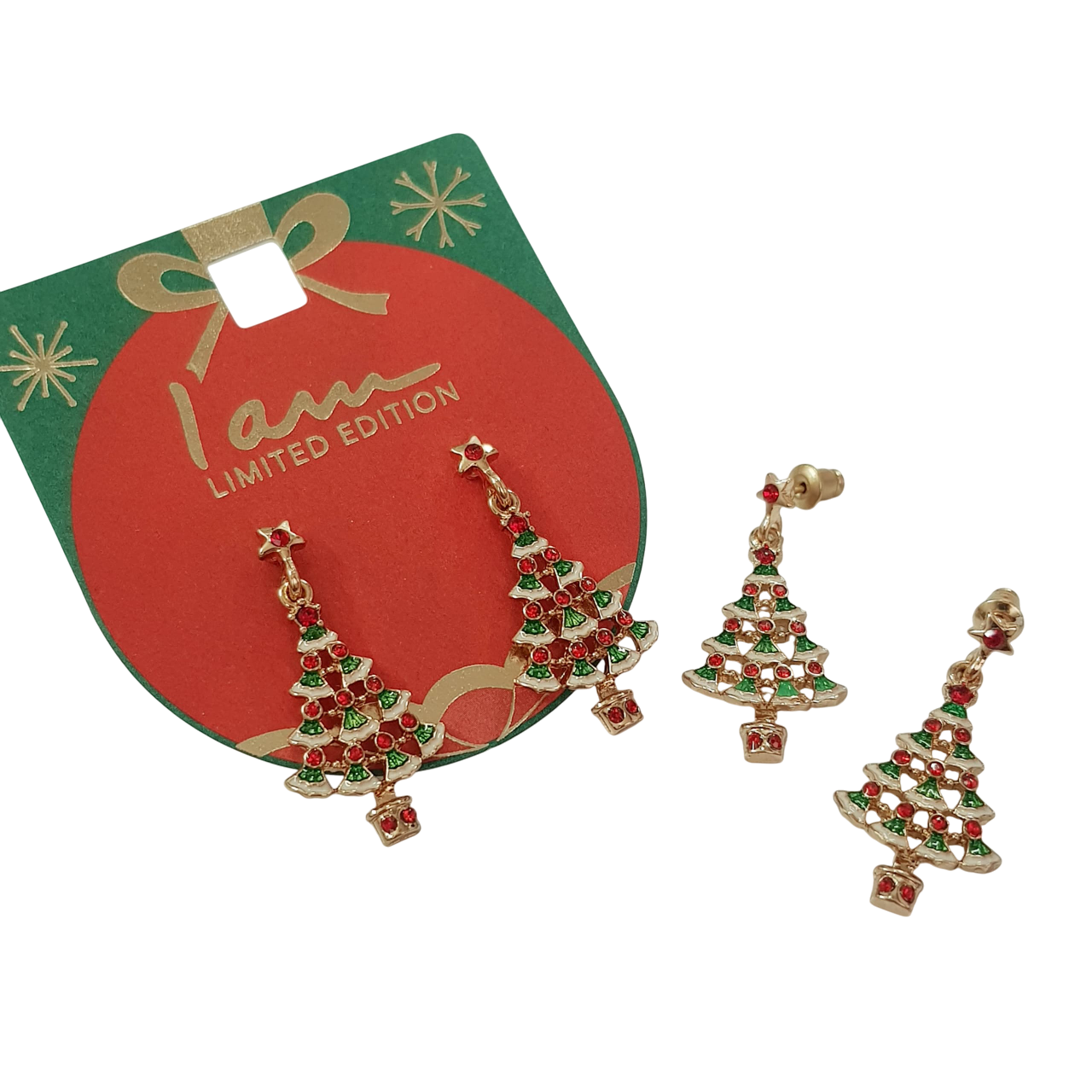 گوشواره درخت کریسمس فول نگین مولتی کالر برند iam کد ۰۶۰۹۳