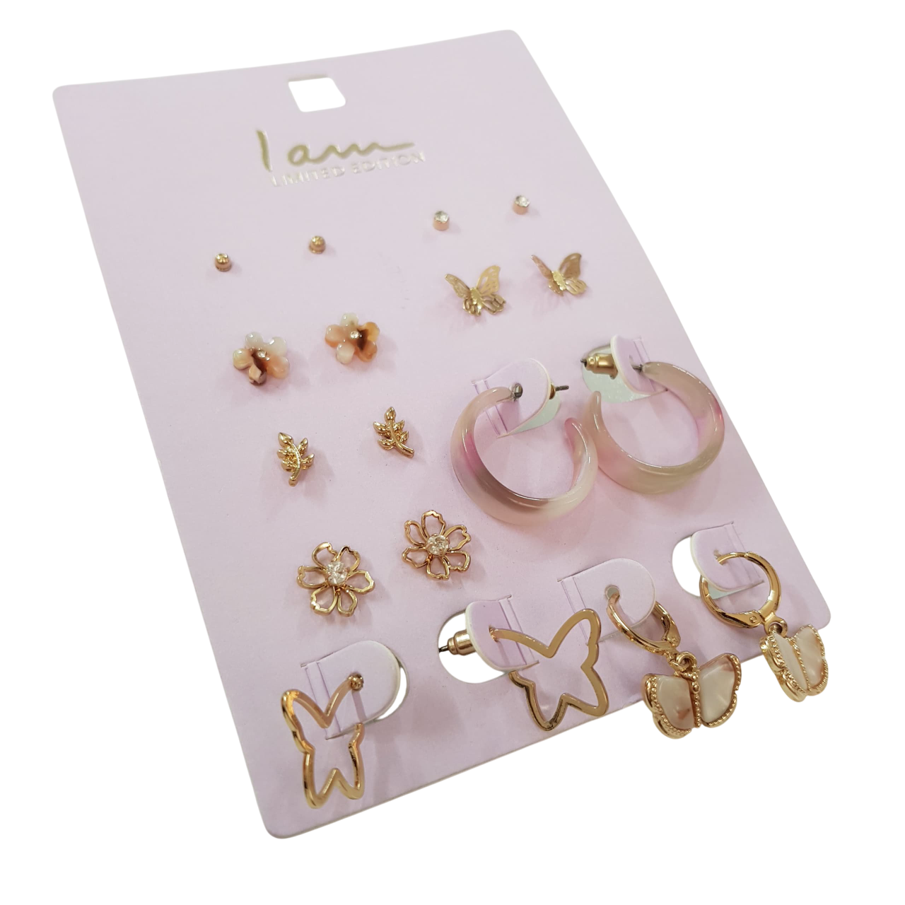 پک نه جفتی اقتصادی گوشواره و گلگوش طلایی برند iam کد ۱۱۰۹۰۷