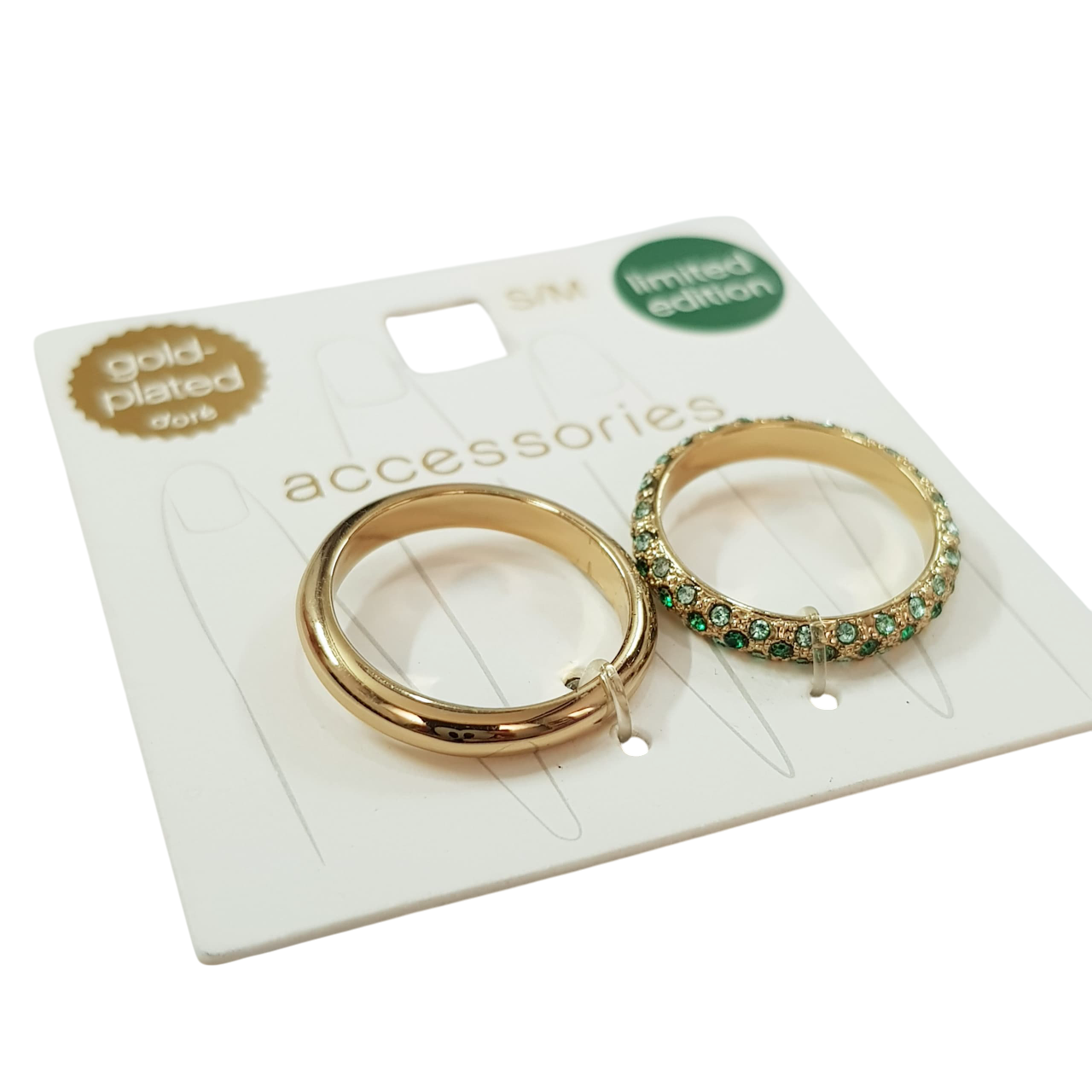 پک دو عددی انگشتر آبکاری طلا نگین دار سایز ۷-۸ برند Accessories کد ۱۱۰۹۰۹