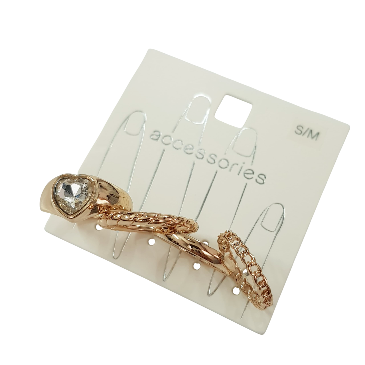 پک چهار عددی انگشتر و حلقه طلایی نگین دار سایز ۸-۷ برند Accessories کد ۱۵۰۹۳