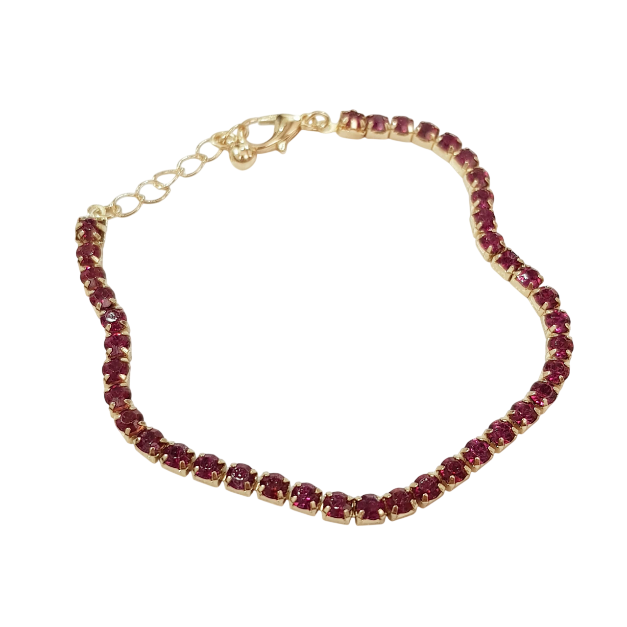 دستبند طلایی تنیسی نگین شرابی برند Accessories کد ۱۶۰۹۵