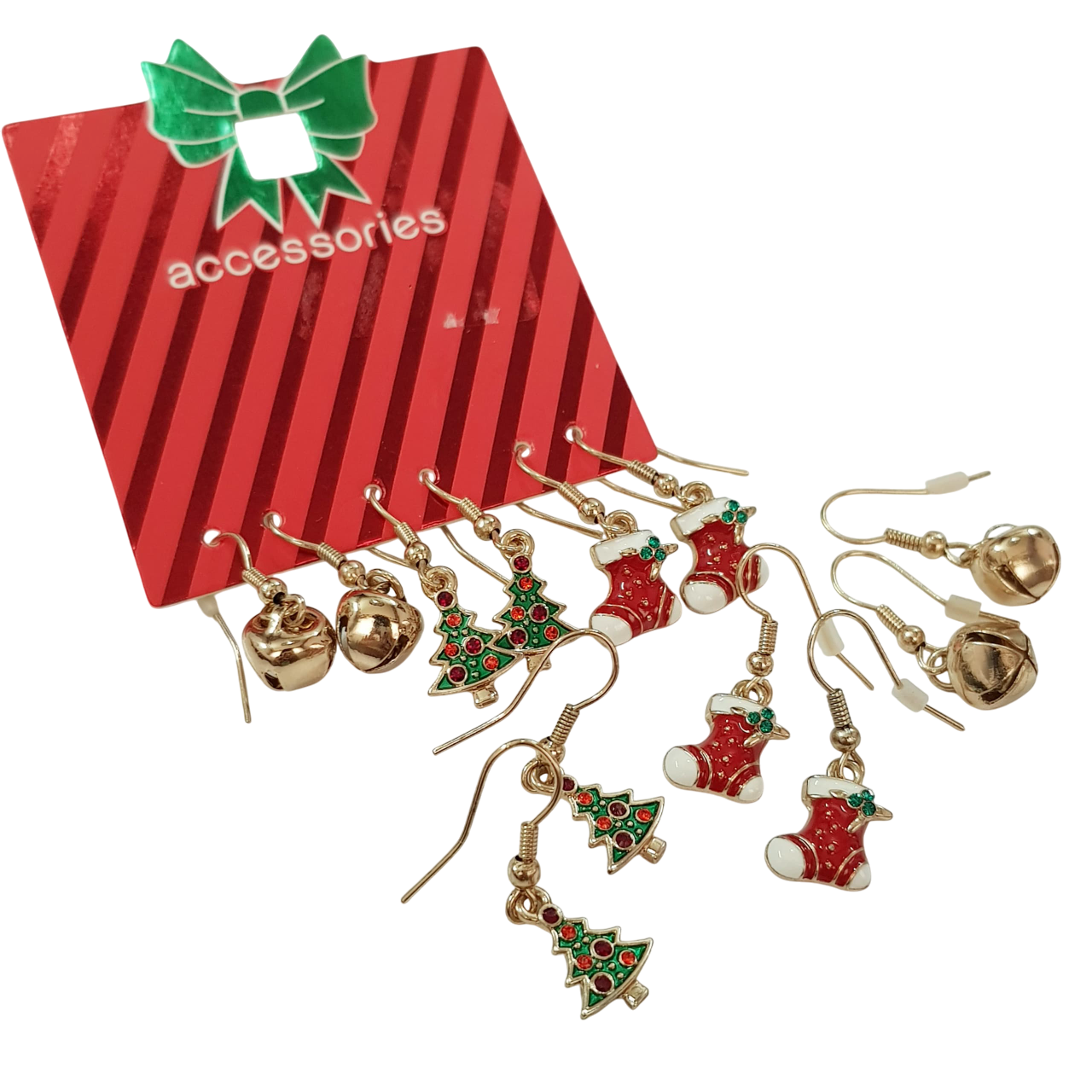 پک سه جفتی گوشواره کریسمسی عصایی آویز دار برند ACC کد ۱۷۰۹۲