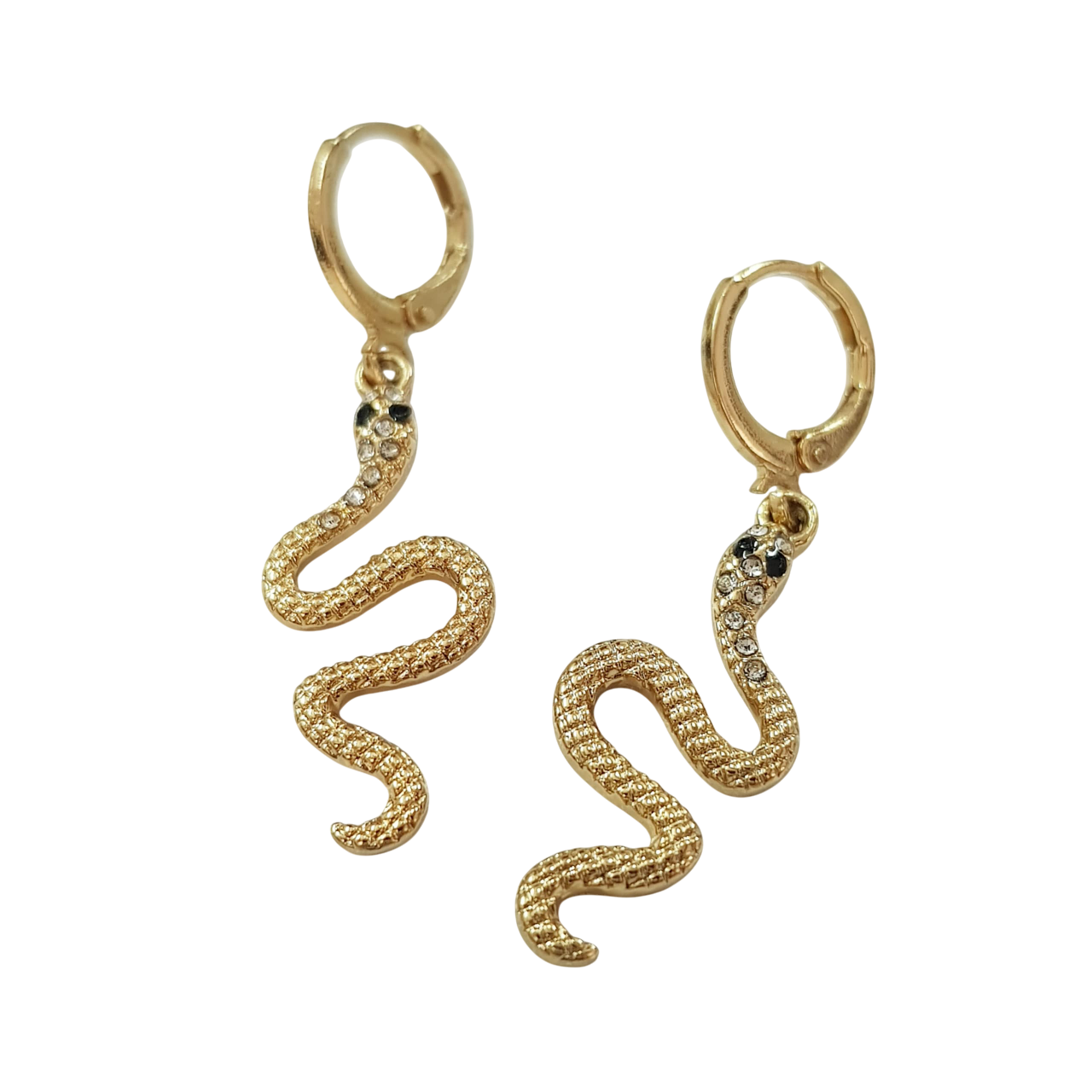 گوشواره آبکاری طلا مجلسی طرح مار نگین دار برند acc کد ۱۹۰۹۲