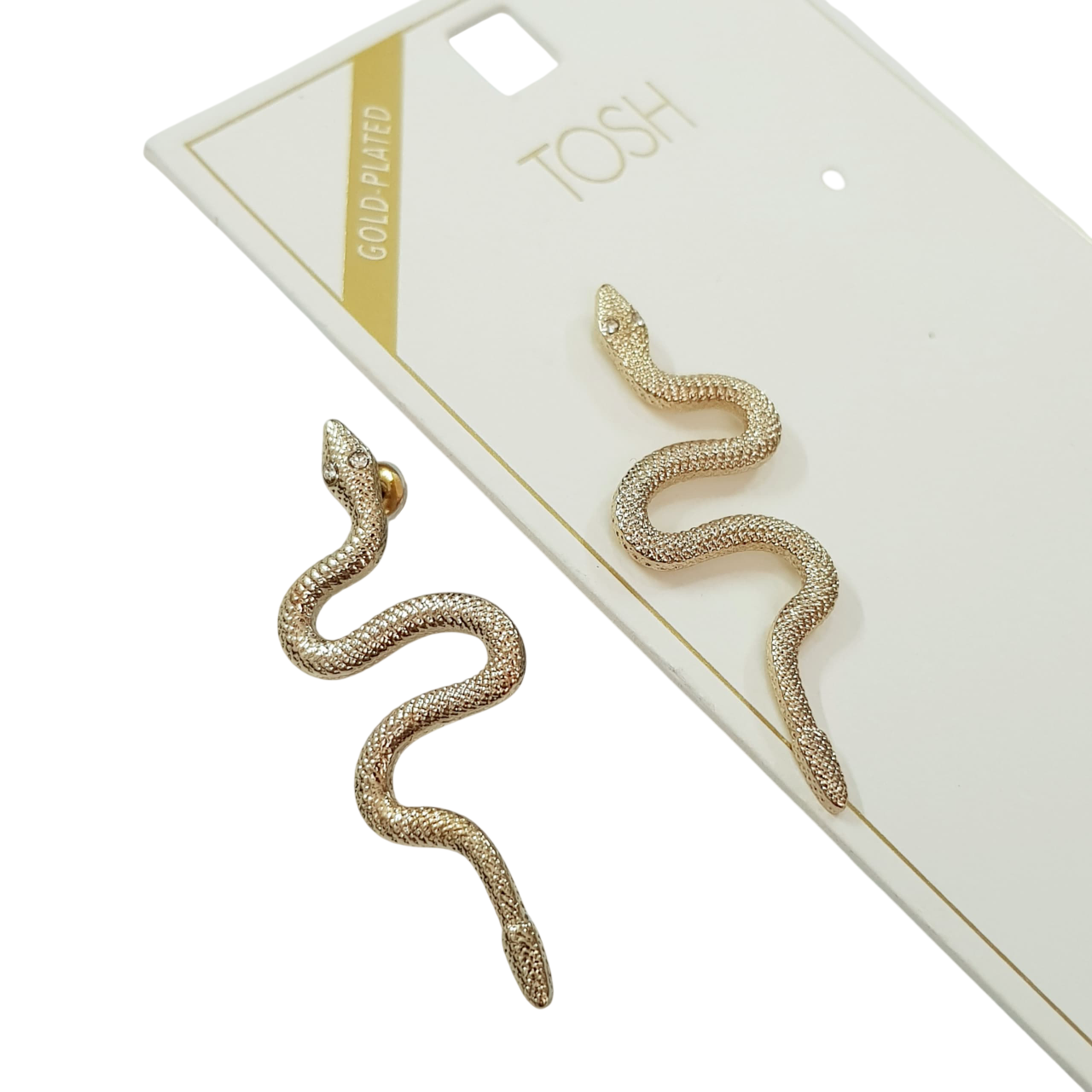 گوشواره آبکاری طلا طرح مار برند TOSH آلمان کد ۱۹۰۹۶