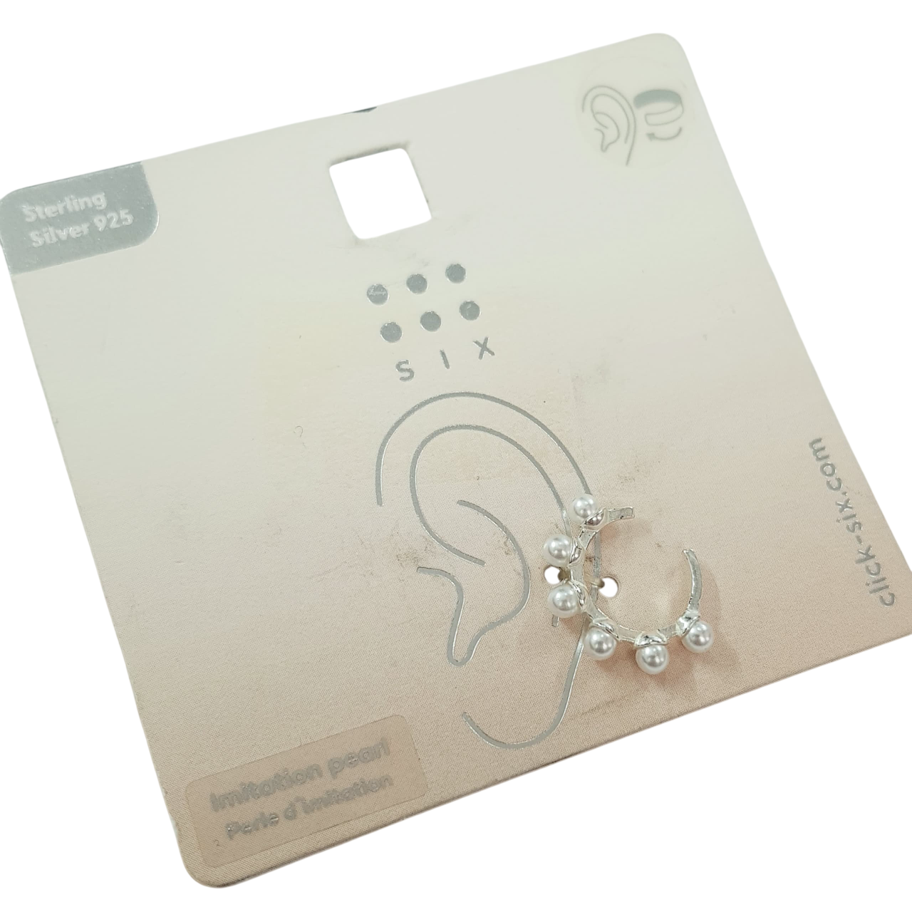 گوشواره ایرکاف مرواریدی جنس نقره عیار ۹۲۵ برند Six کد ۲۵۰۹۱