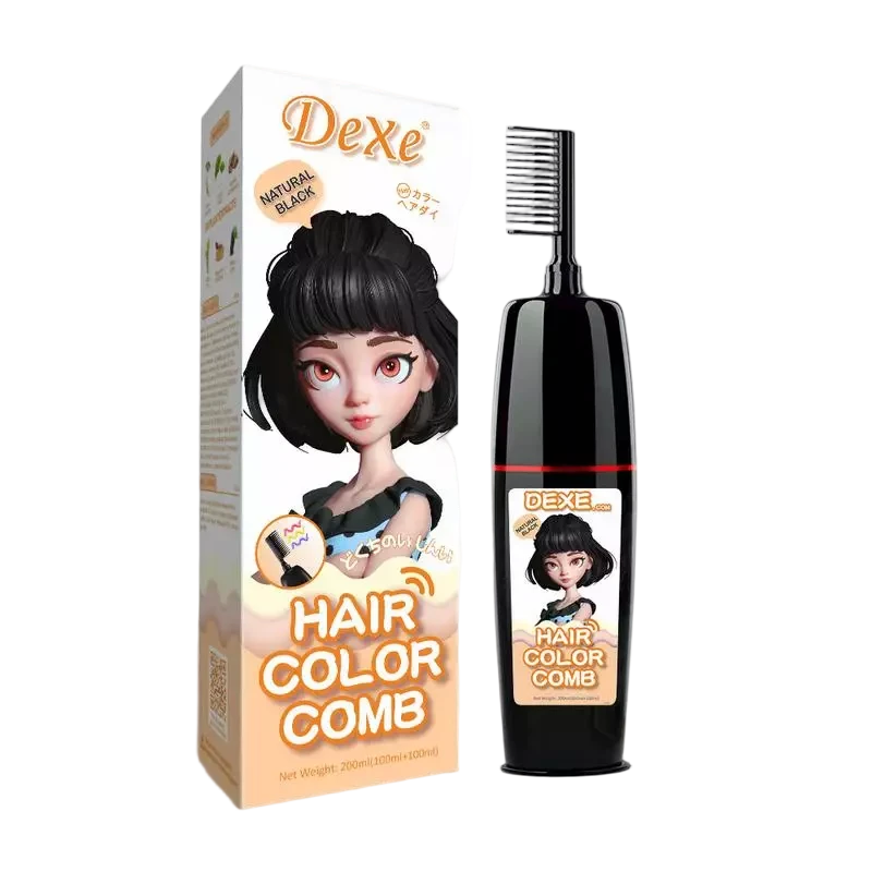 شامپو رنگ مو شانه دار دکسی DEXE رنگ مشکی